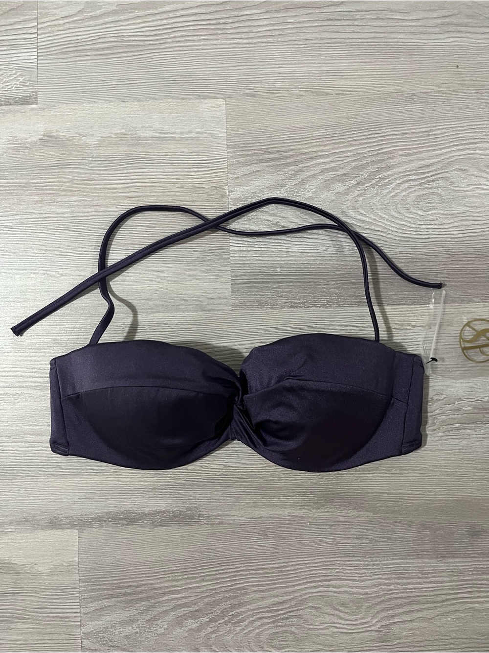 NWOT Victoria’s Secret knockout knot front bandeau dark purple bikini top 34c